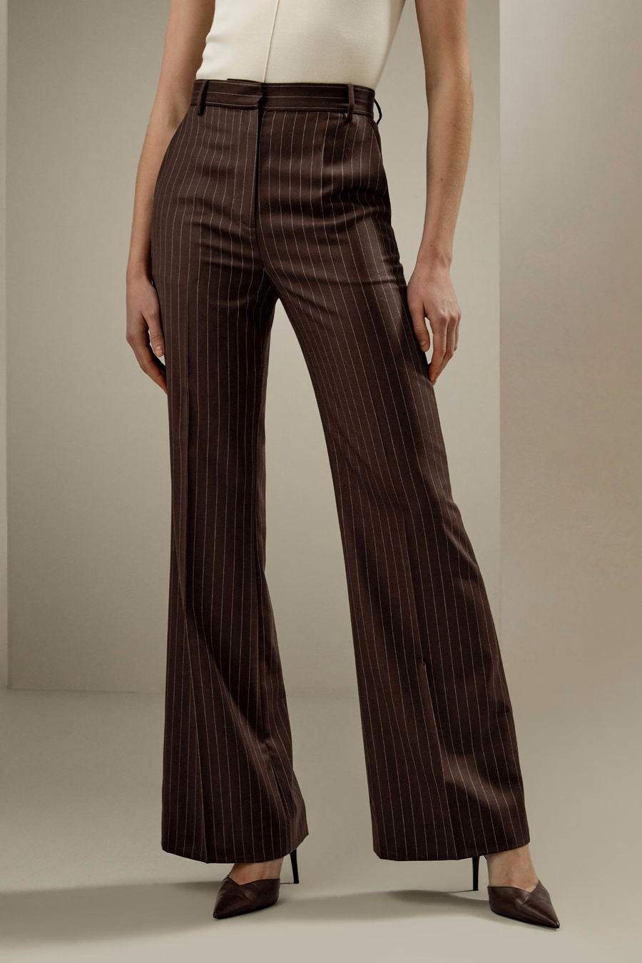 Gestreifte High-Rise gerade Hose