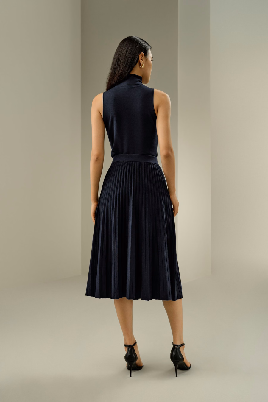 Pleated A-line Merino Wool Skirt