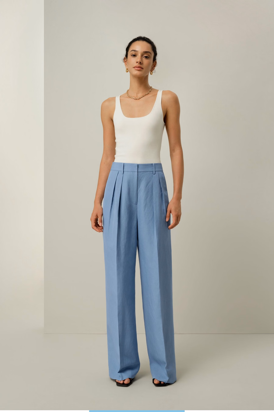 Seiden-Leinen Weite Hose