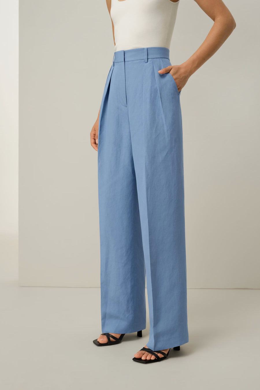 Seiden-Leinen Weite Hose