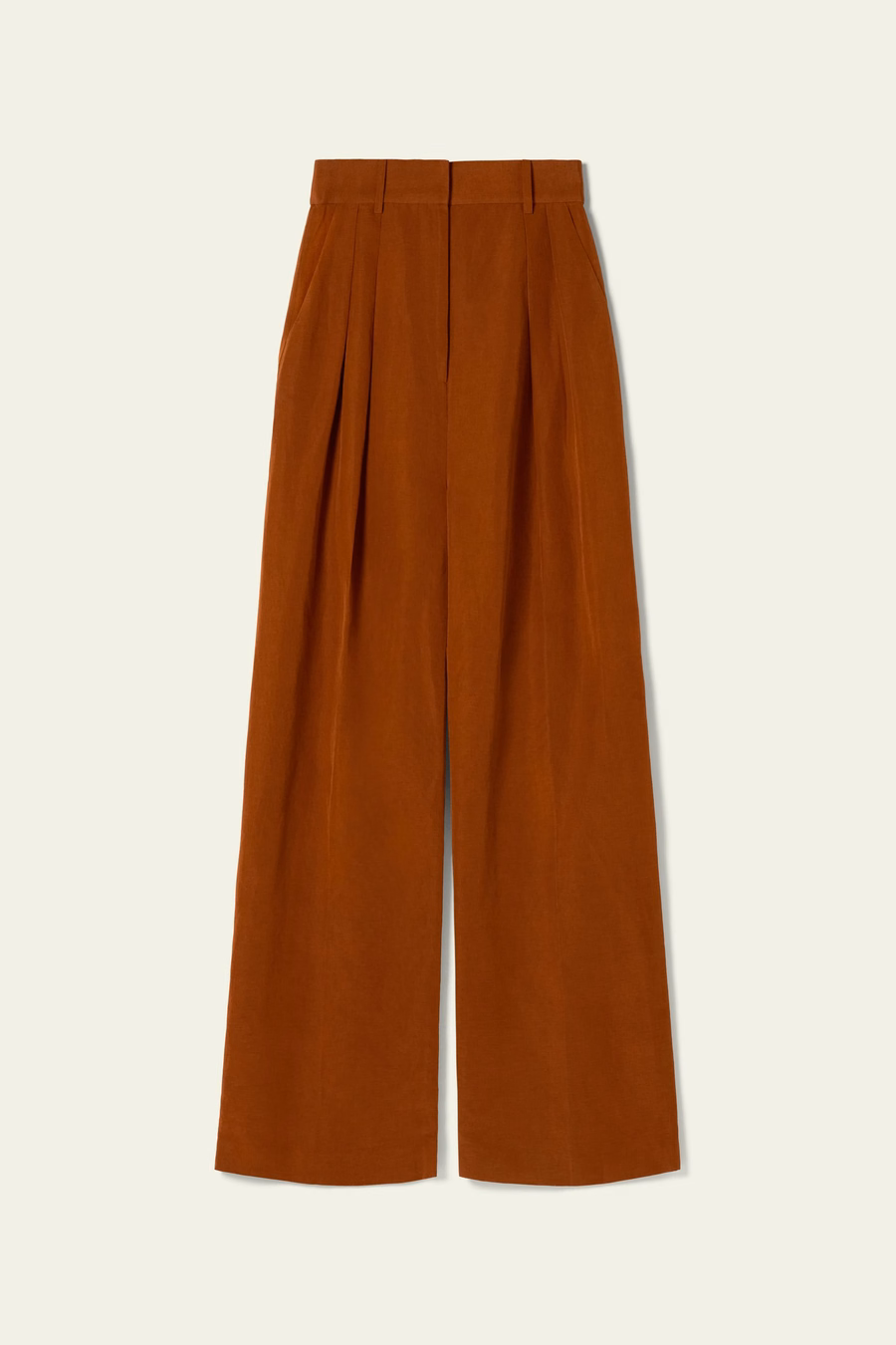 Front-gefaltete Seiden-Leinen-Mischhose