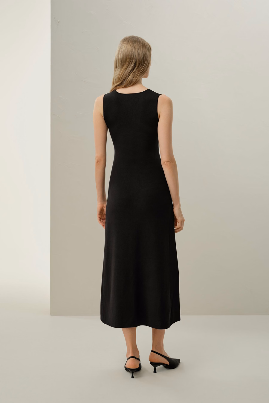 Soleil Seiden-Viskose Strick V-Ausschnitt Kleid