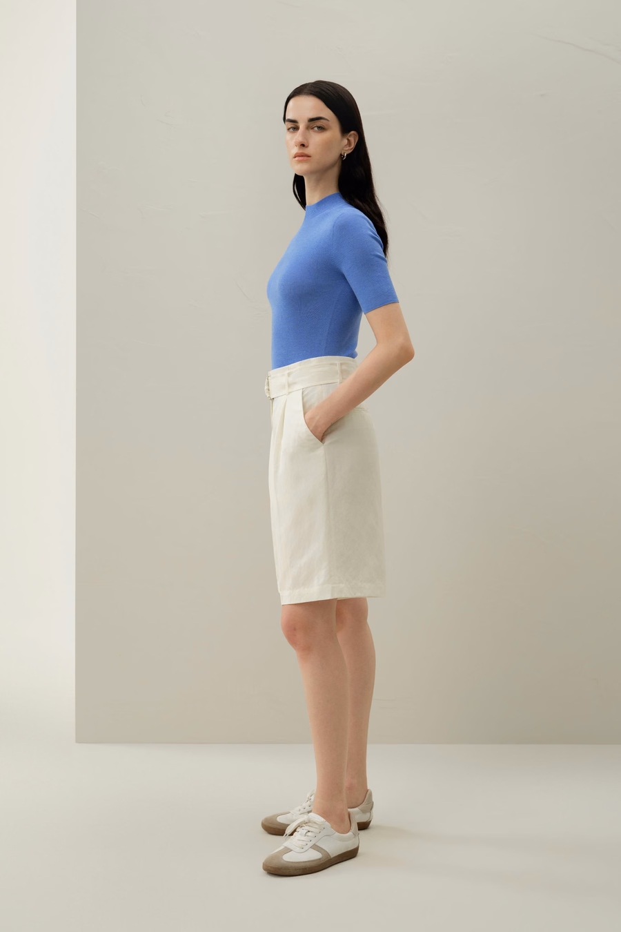 Nahtloses Seiden-Baumwoll Slim-Fit Stricktop