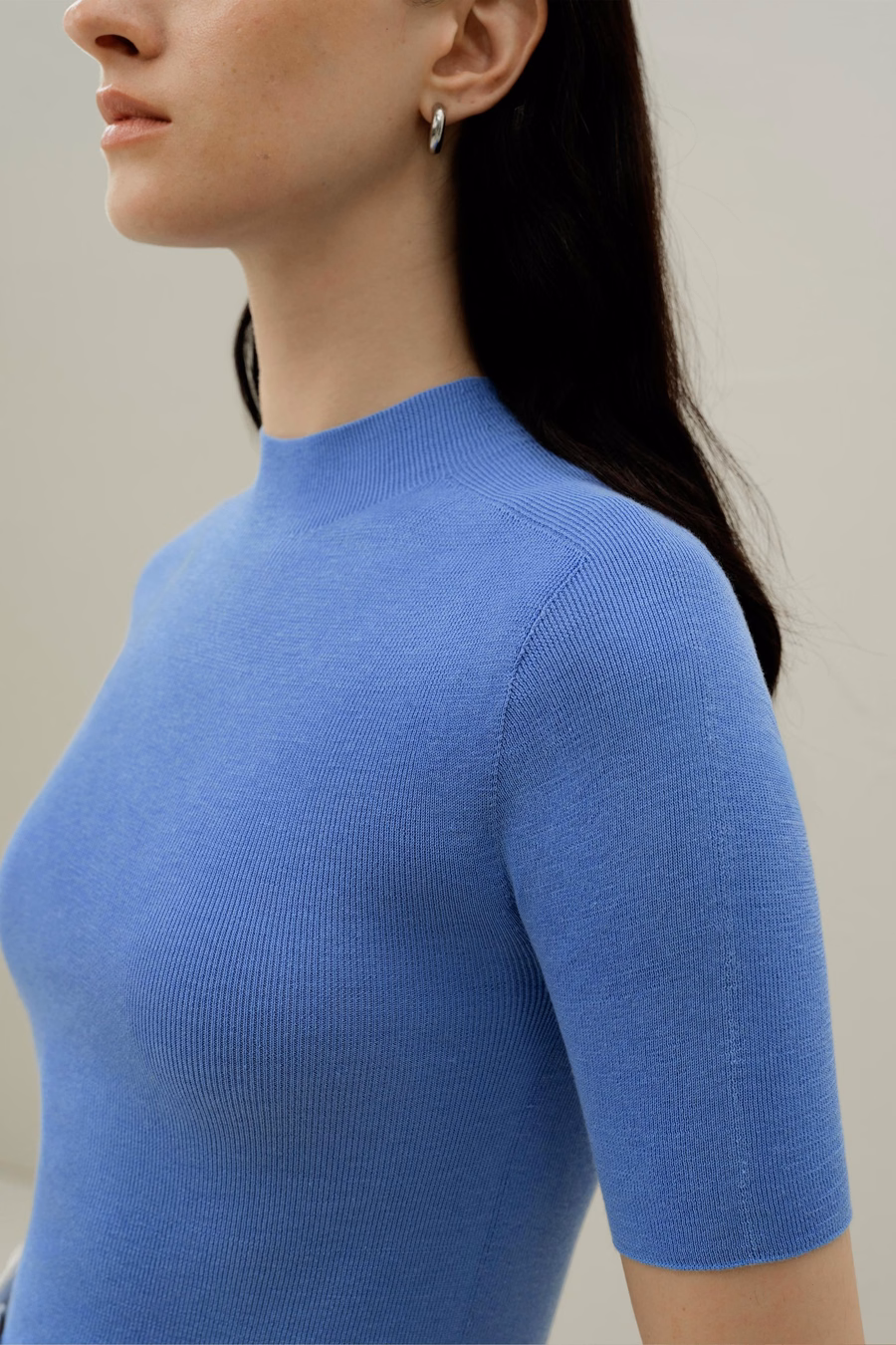 Nahtloses Seiden-Baumwoll Slim-Fit Stricktop