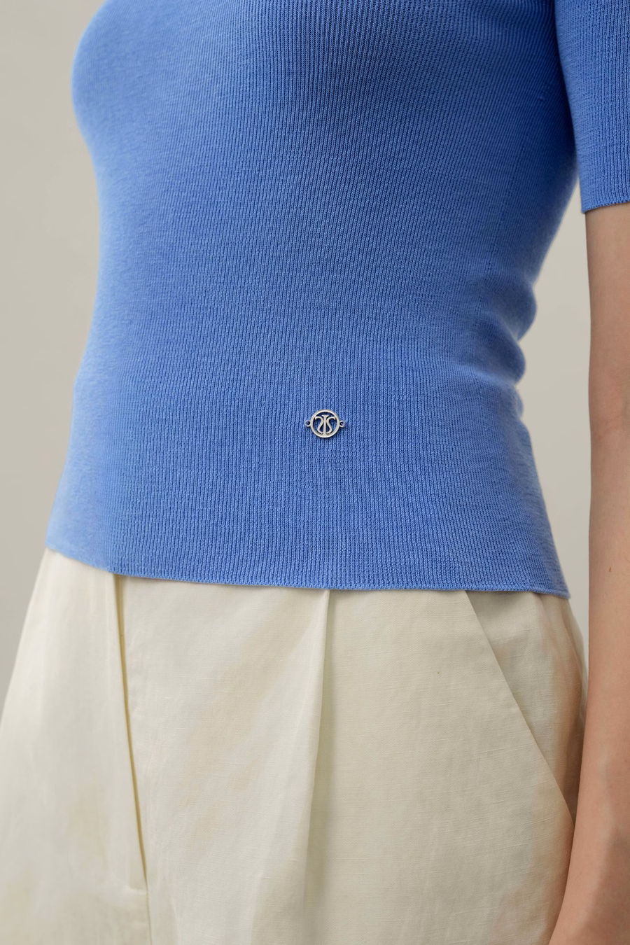 Nahtloses Seiden-Baumwoll Slim-Fit Stricktop