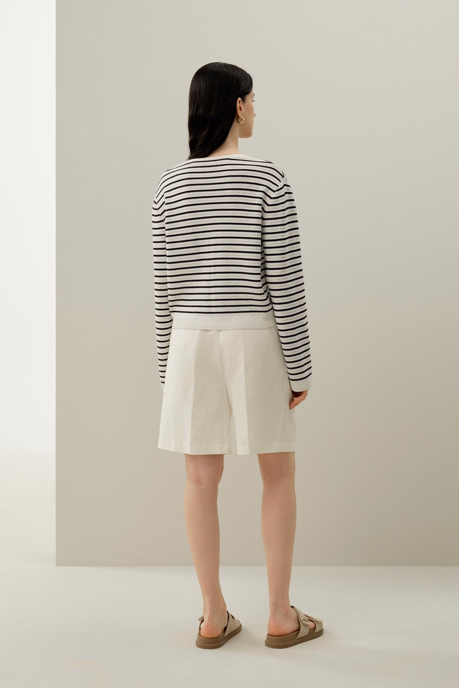 Toscana gestreifter Pointelle Cardigan