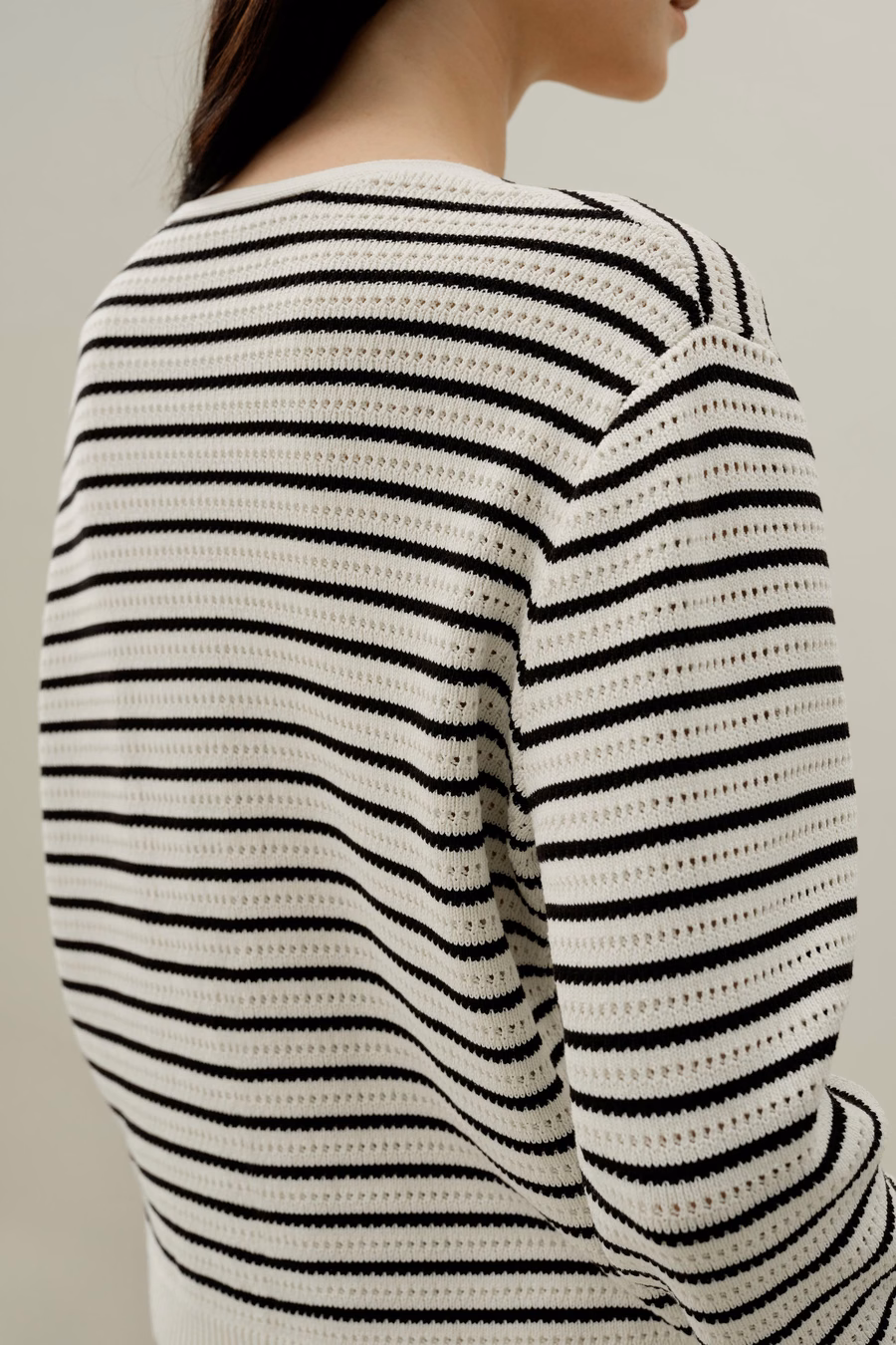 Toscana gestreifter Pointelle Cardigan