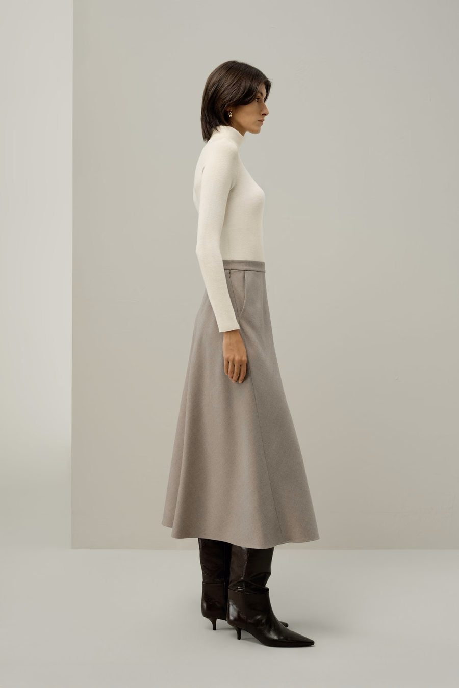 Mottled Silk-Wool A-Line Rock
