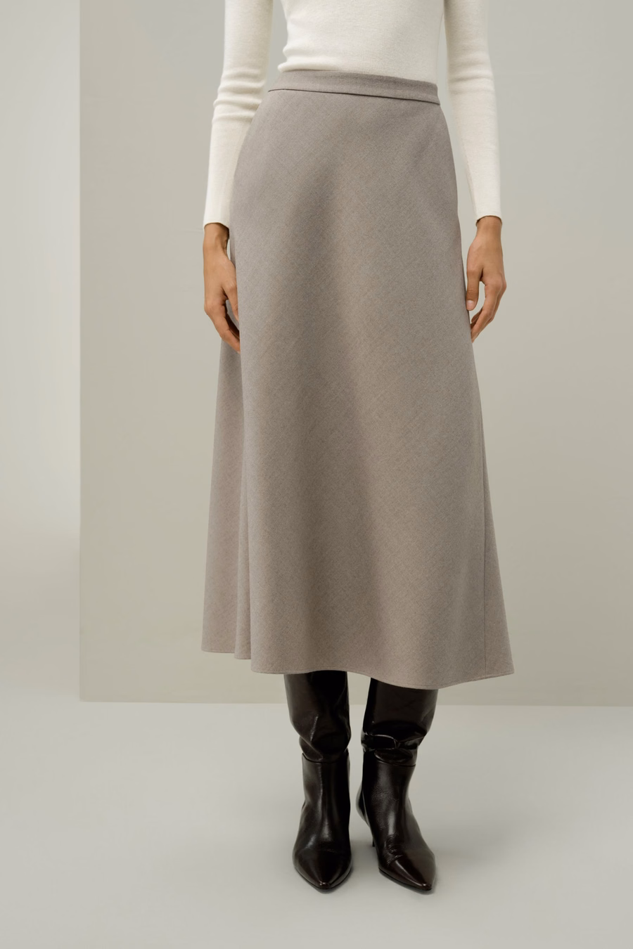 Mottled Silk-Wool A-Line Rock