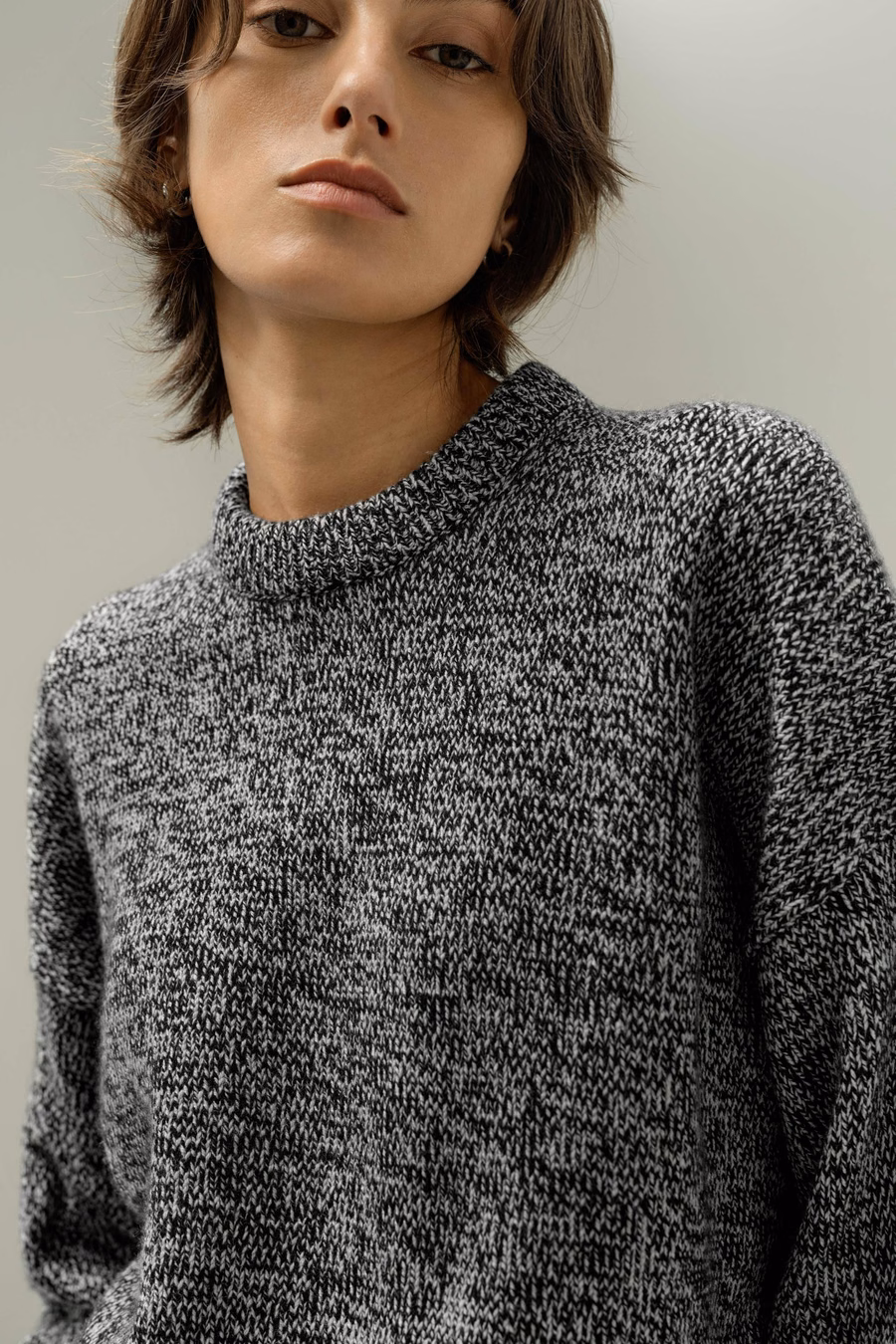 Übergroßer Crewneck-Woll-Kaschmir-Pullover