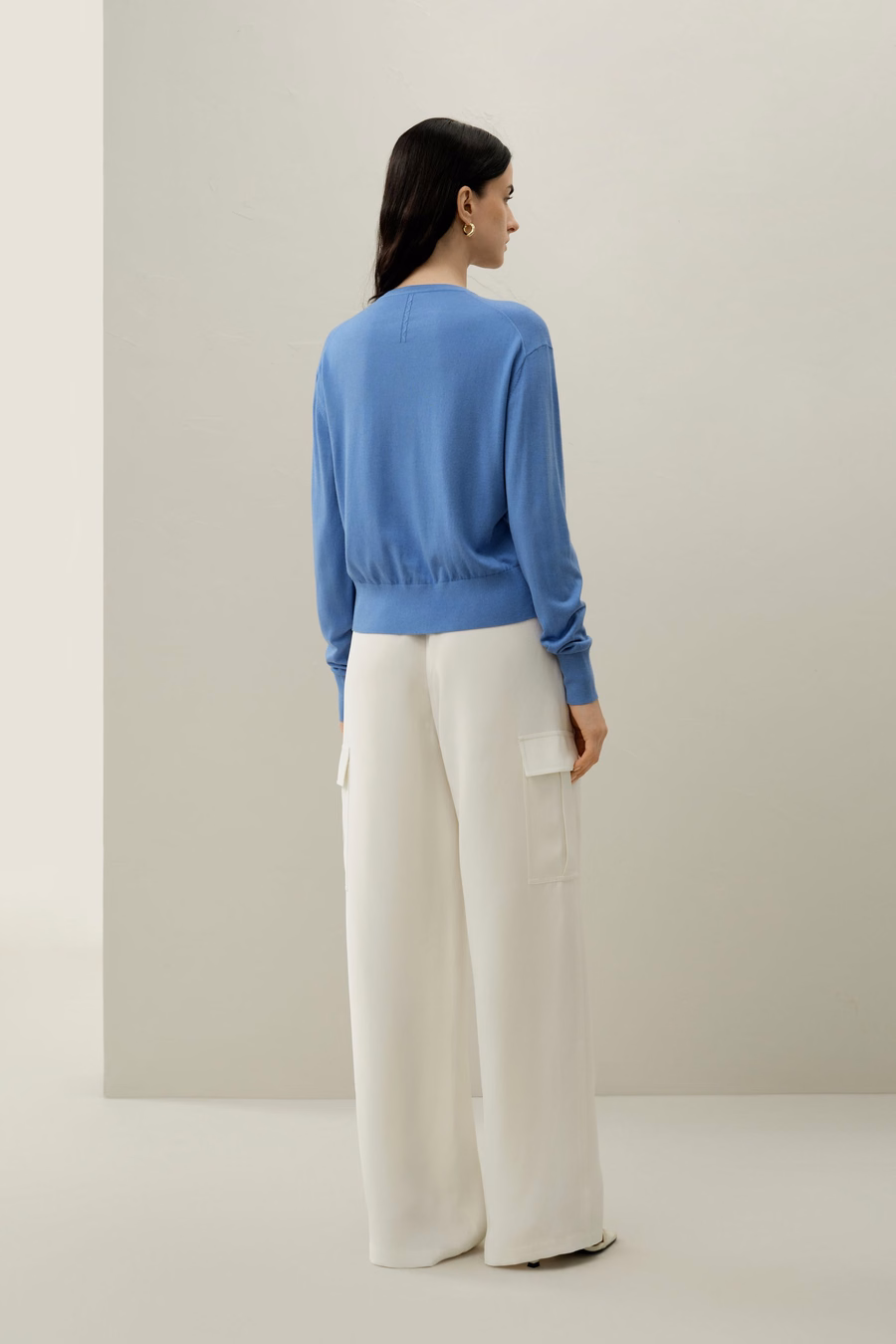 Rundhals-Seiden-Kaschmir-Cardigan