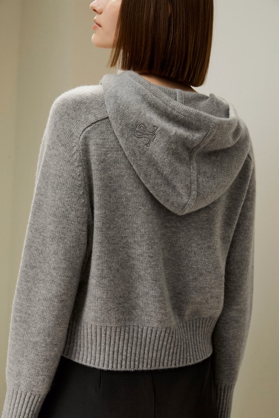 Kurze Reißverschluss-Woll-Kaschmir-Hoodie
