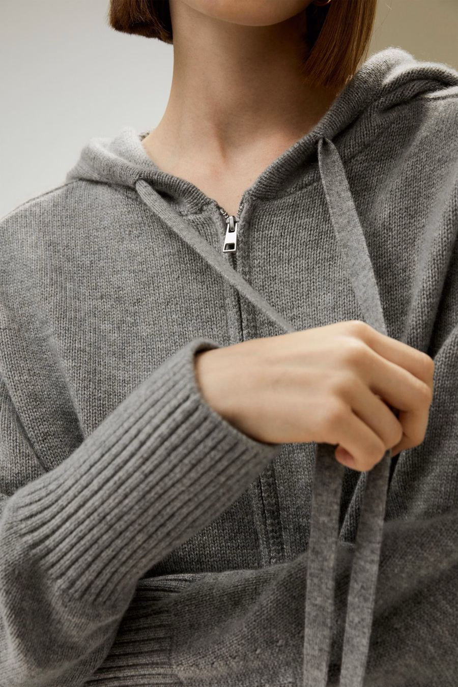 Kurze Reißverschluss-Woll-Kaschmir-Hoodie