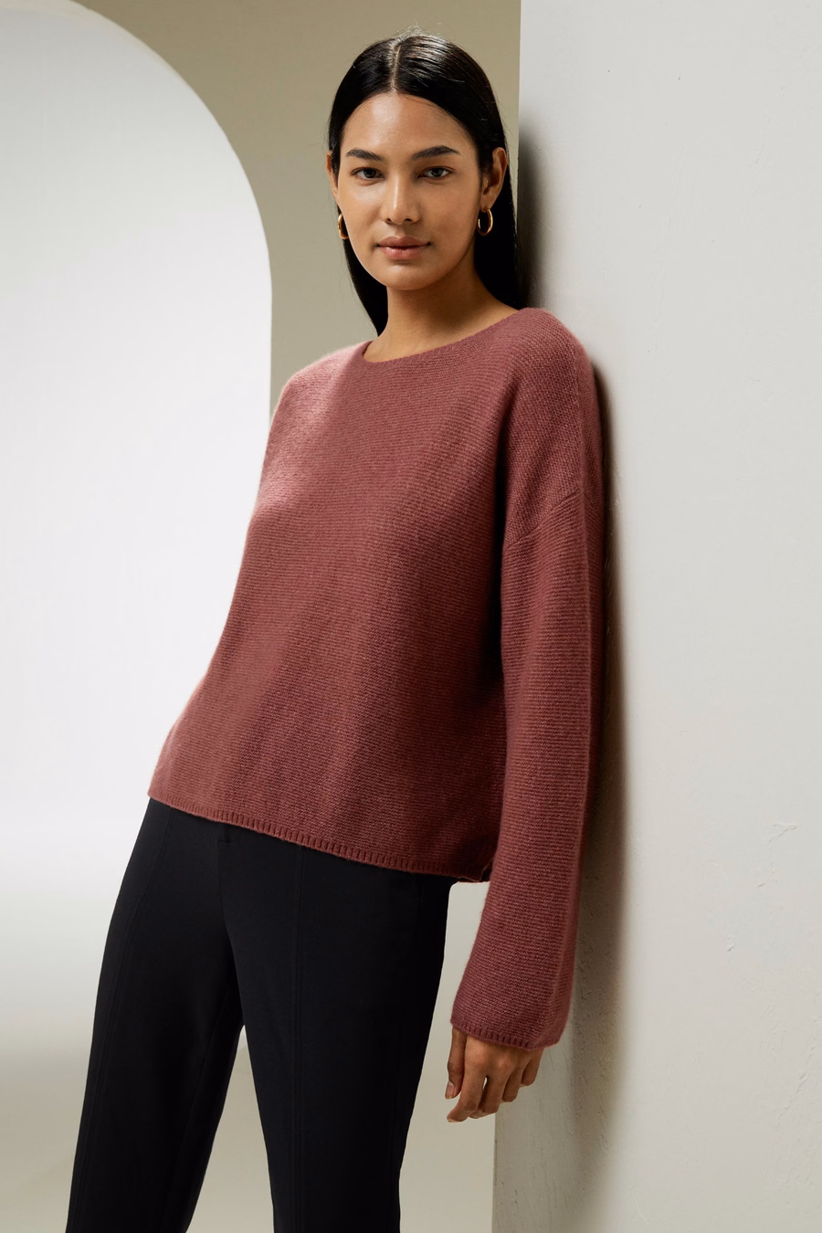 Entspannt geschnittenes Sweatshirt aus Seiden-Kaschmir-Mischung mit überschnittenen Schultern