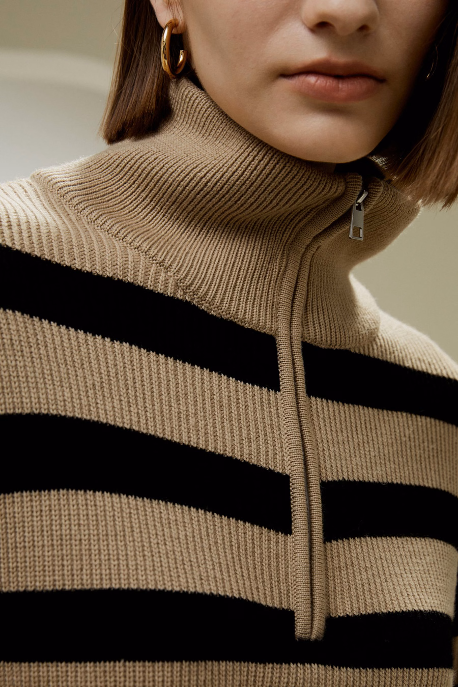Hemdkragen Quarter-Zip Wollpullover