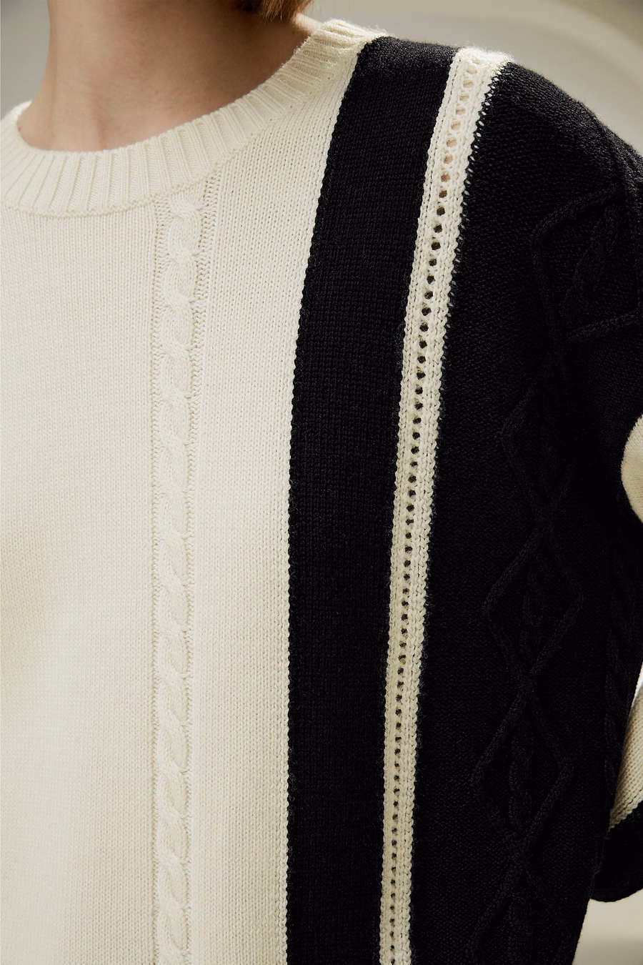 Bicolor Stripe Knit Wool Sweater