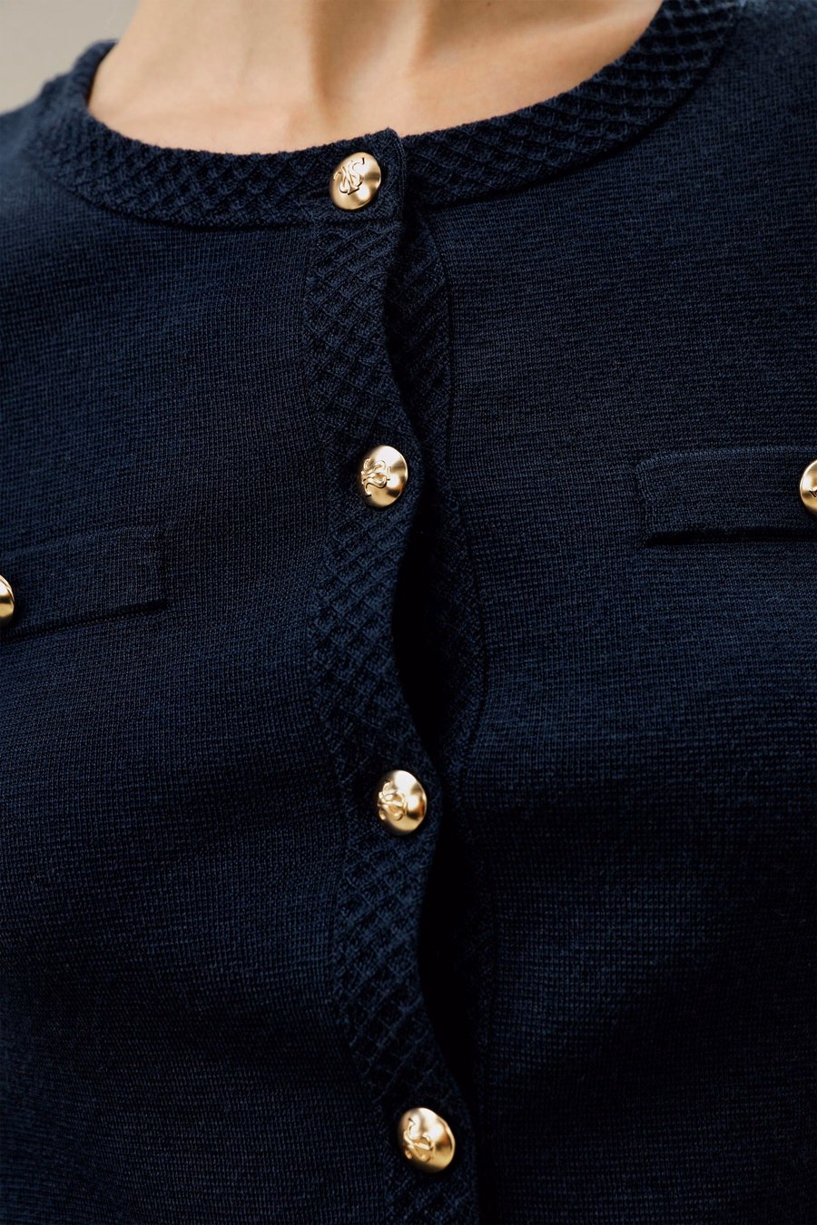 Merinowolle Goldknopf Cardigan