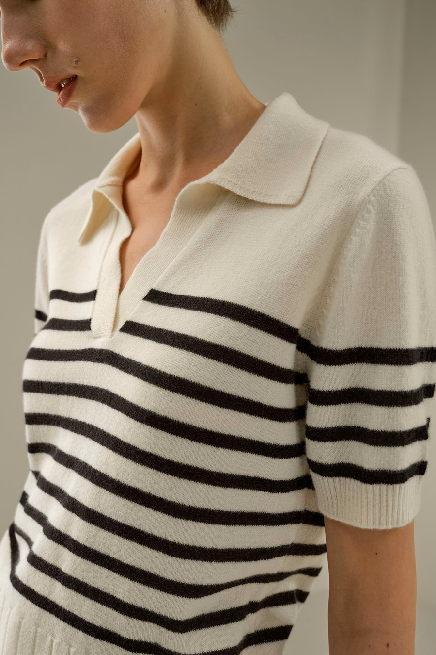 Gestreifter Kaschmir-Polo-Pullover