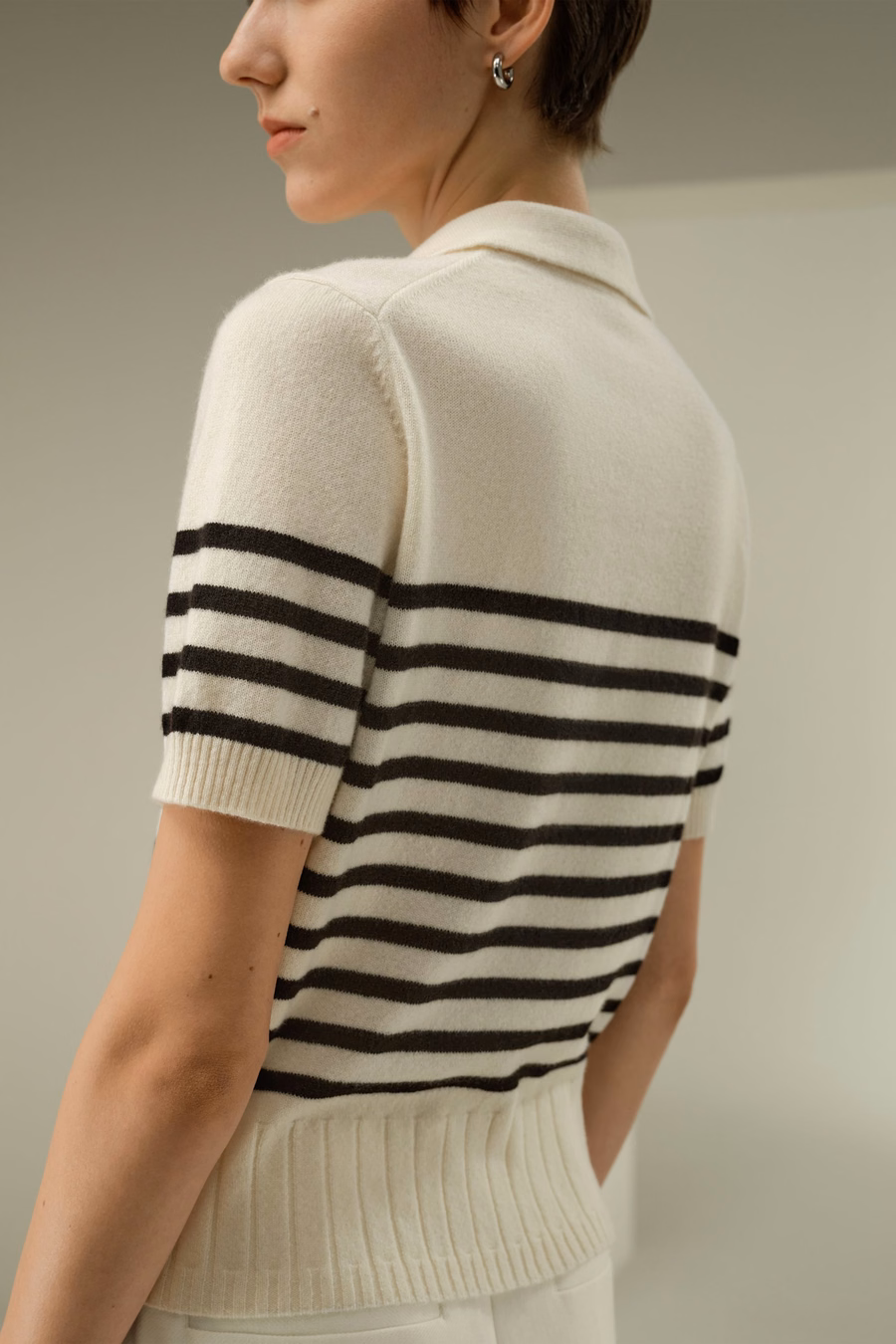 Gestreifter Kaschmir-Polo-Pullover