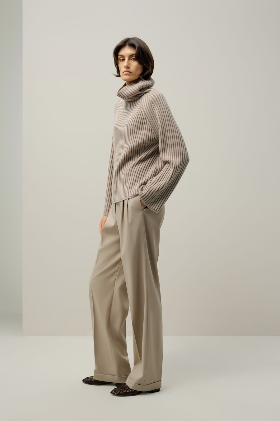 Wool Cashmere Blend Turtleneck Sweater