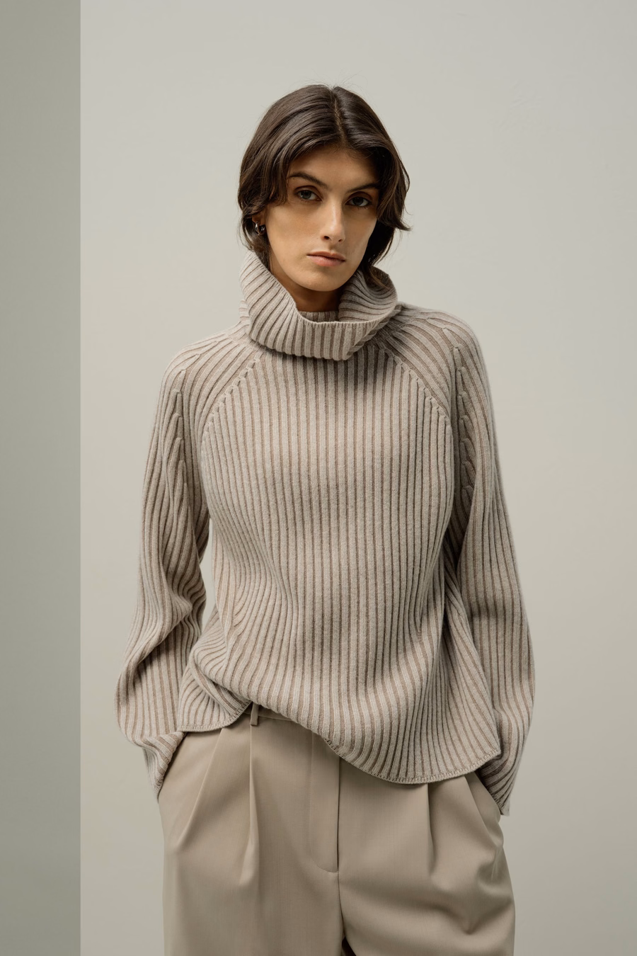 Wool Cashmere Blend Turtleneck Sweater