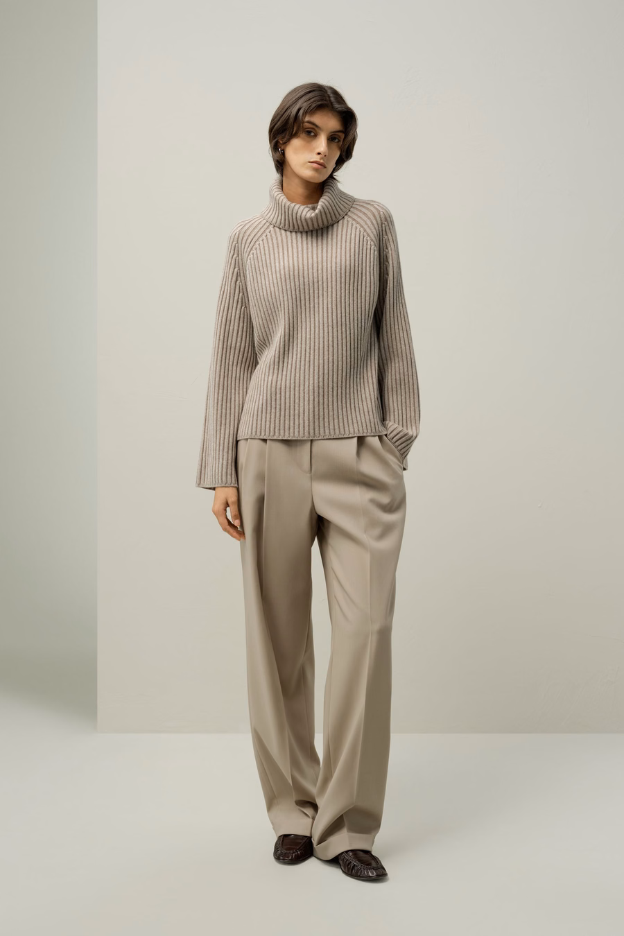 Wool Cashmere Blend Turtleneck Sweater