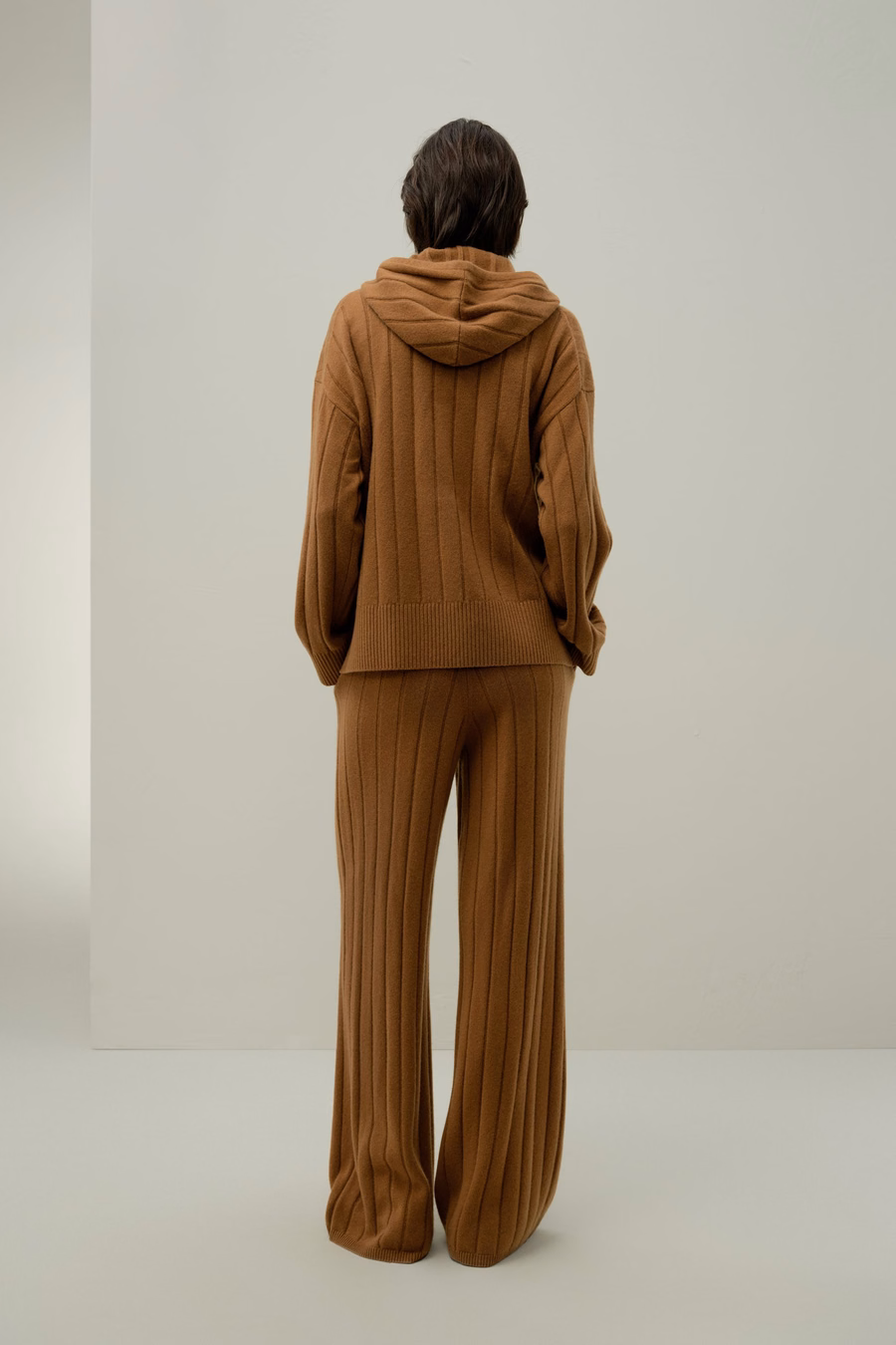 Gerippter Kapuzenstrickpullover