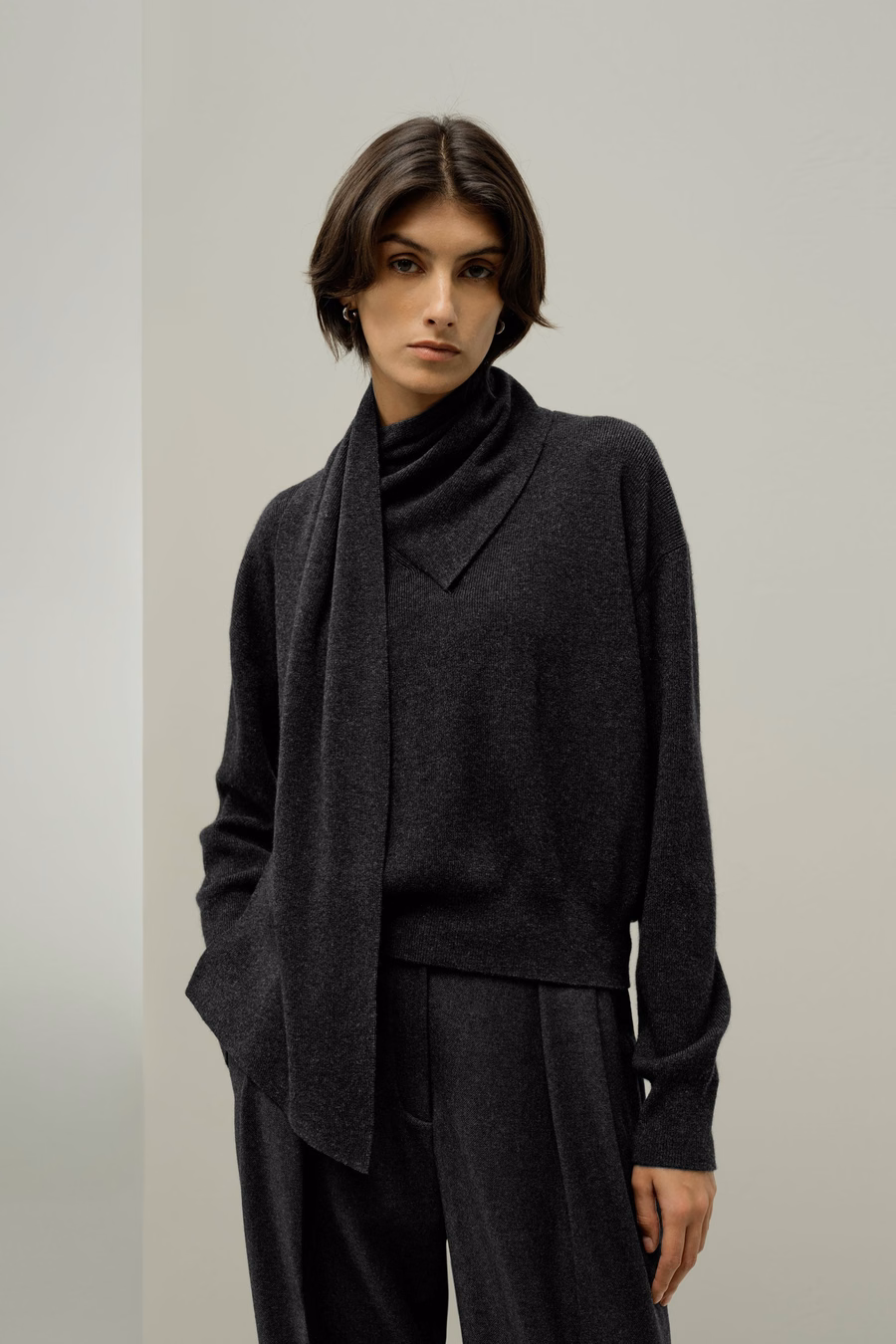 Bowtie-Kragen Wolle-Kashmir Pullover