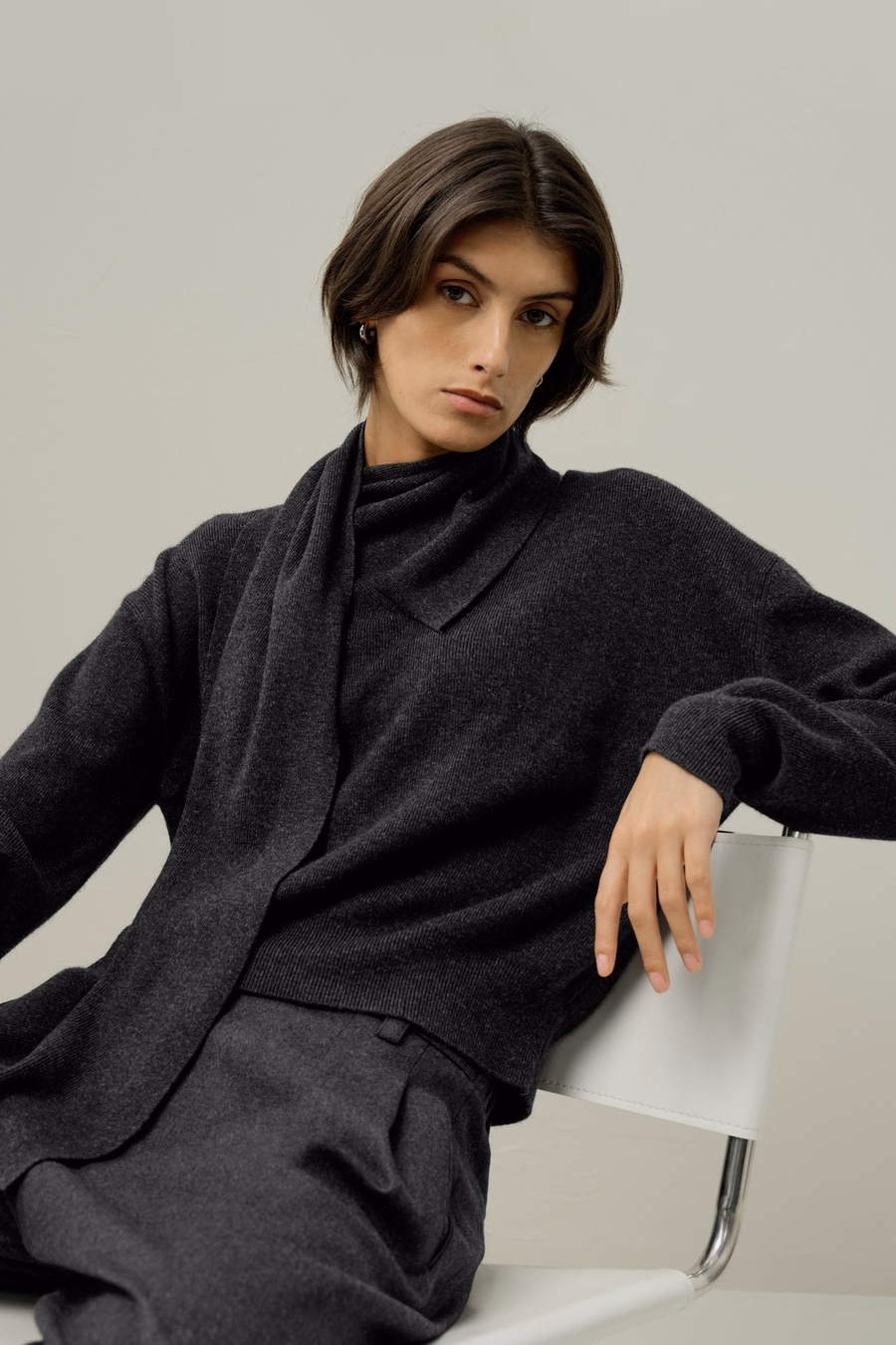 Bowtie-Kragen Wolle-Kashmir Pullover