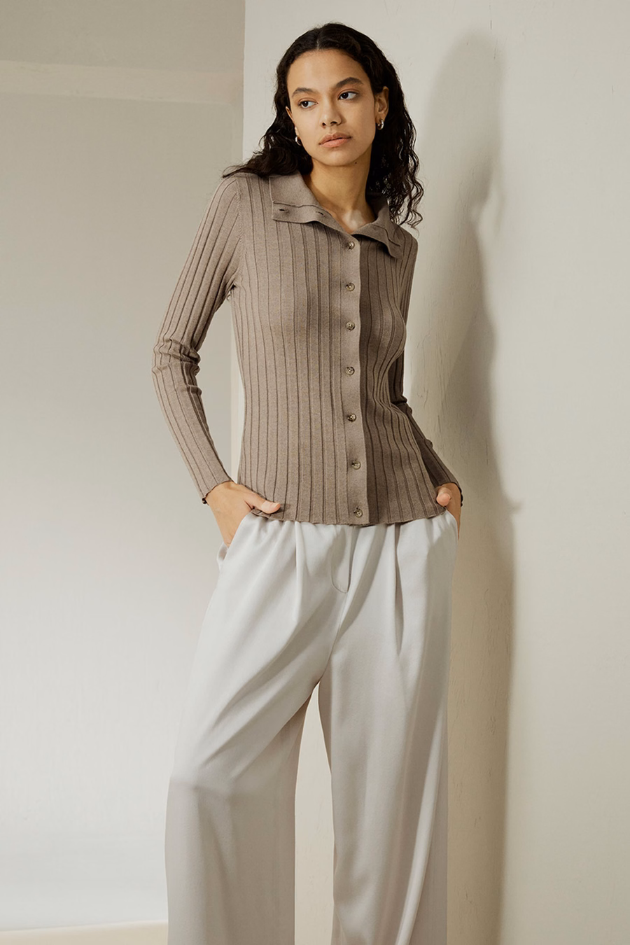 Ribbed Silk-Cashmere Blend Cardigan