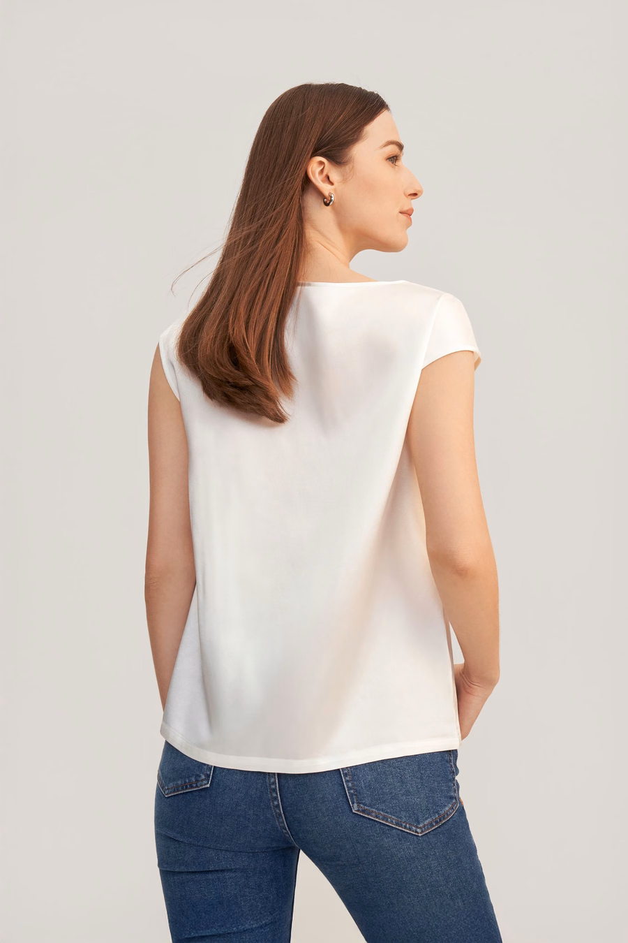 Basic Cap Sleeves Silk Tee