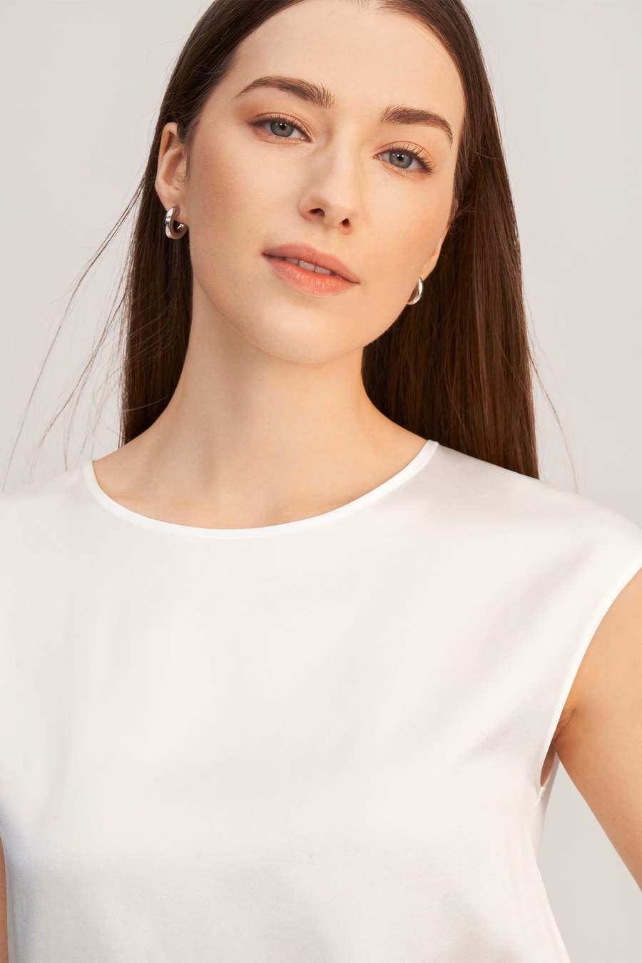 Basic Cap Sleeves Silk Tee