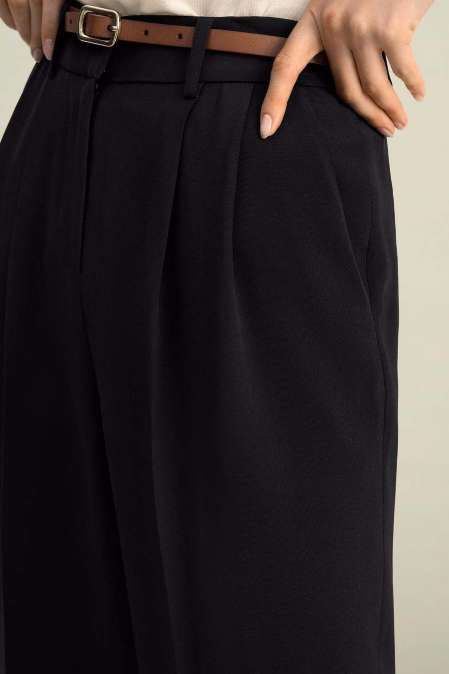 Timeless Pleated Wide-Leg Dense Silk Trousers