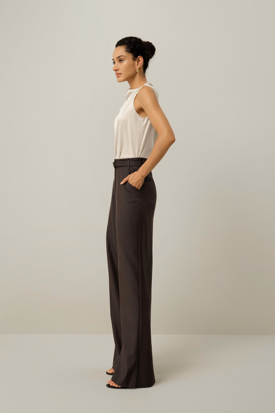 Seidenwolle Hohe Taille Weite Hose