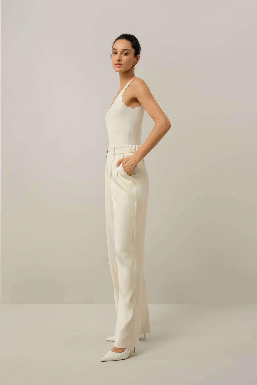 Wendbare Charmeuse-Hose mit geradem Bein