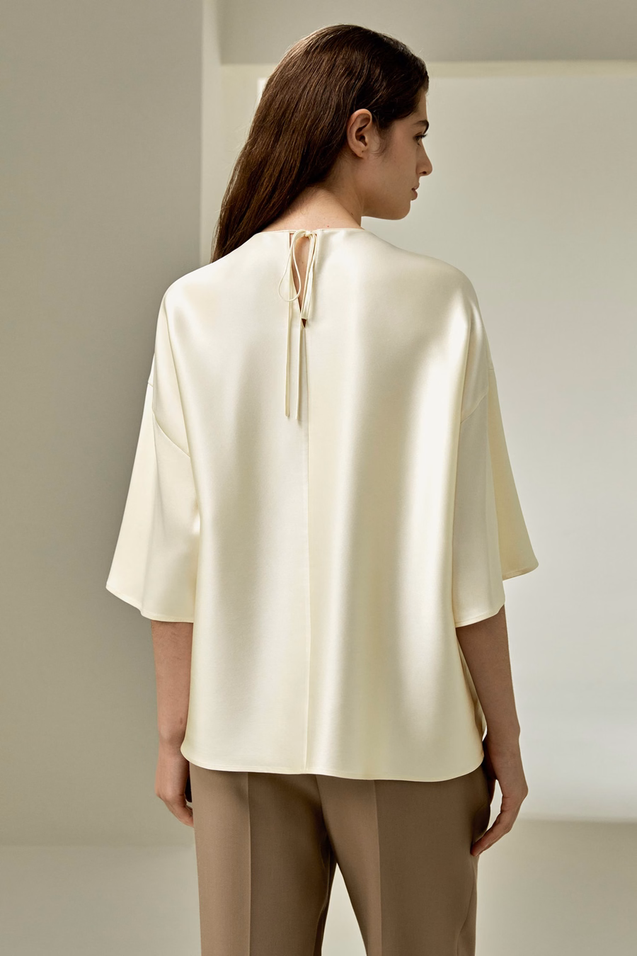 Relaxed Silk Crewneck Blouse