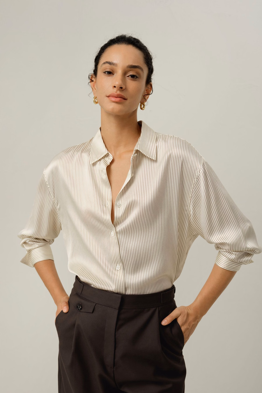 Seide Charmeuse Pinstripe Shirt