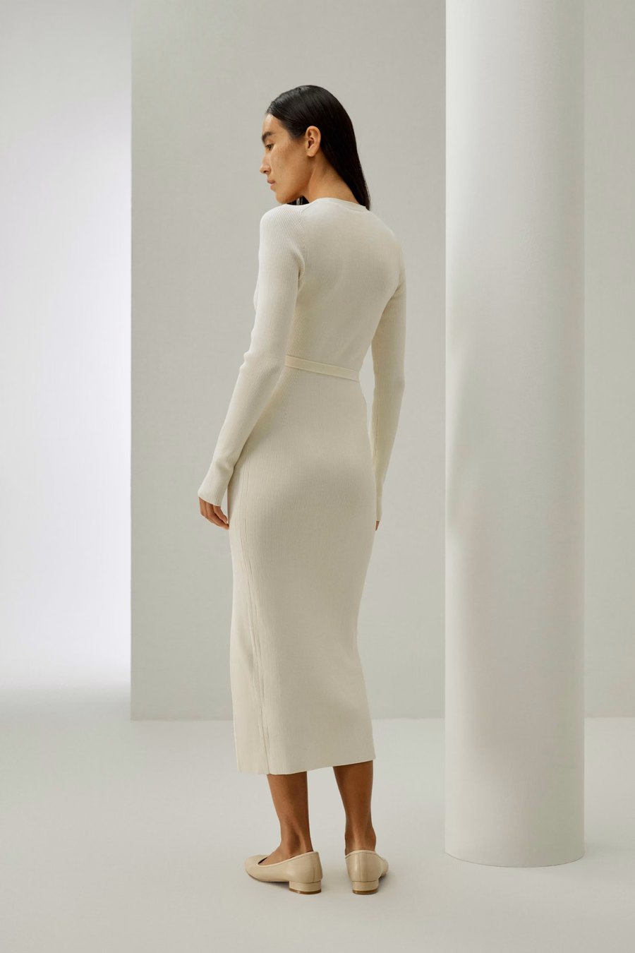 Elegantes Wickel-Front-Seidenstrickkleid