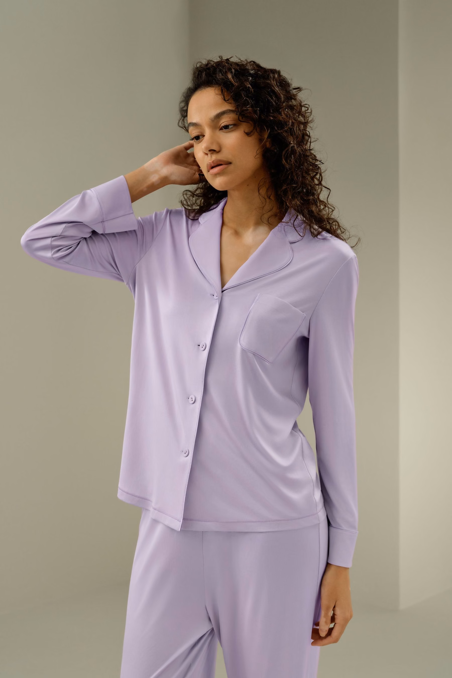 Seiden-Jersey Klassisches Pyjama-Set