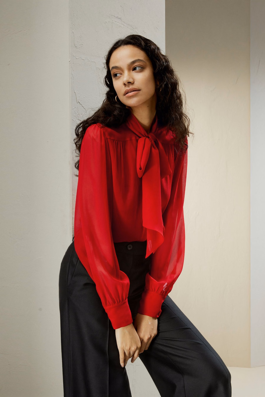 Fliege Seiden-Jasmin-Bluse