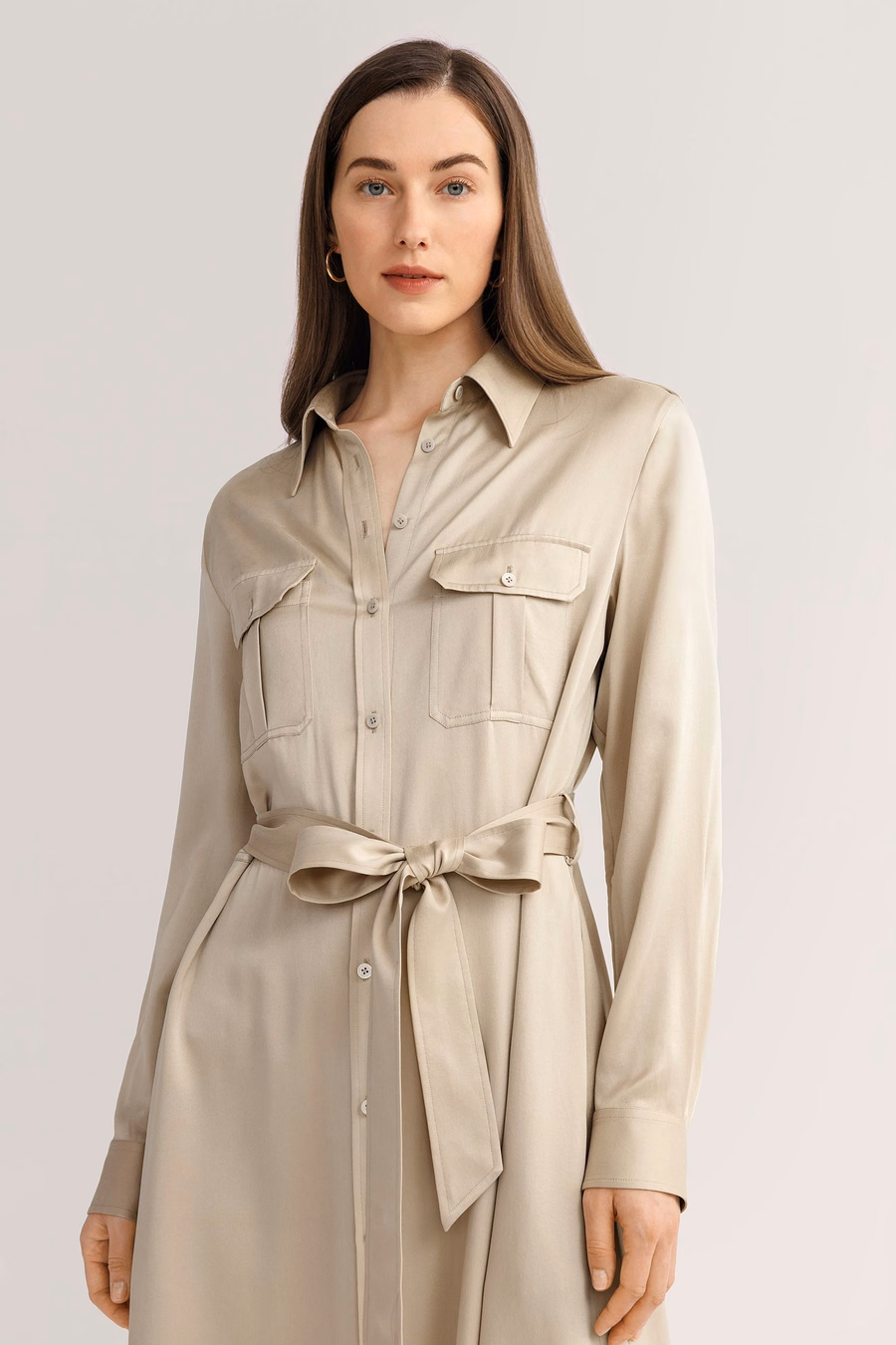 Sand-washed Pocket Trench Dress