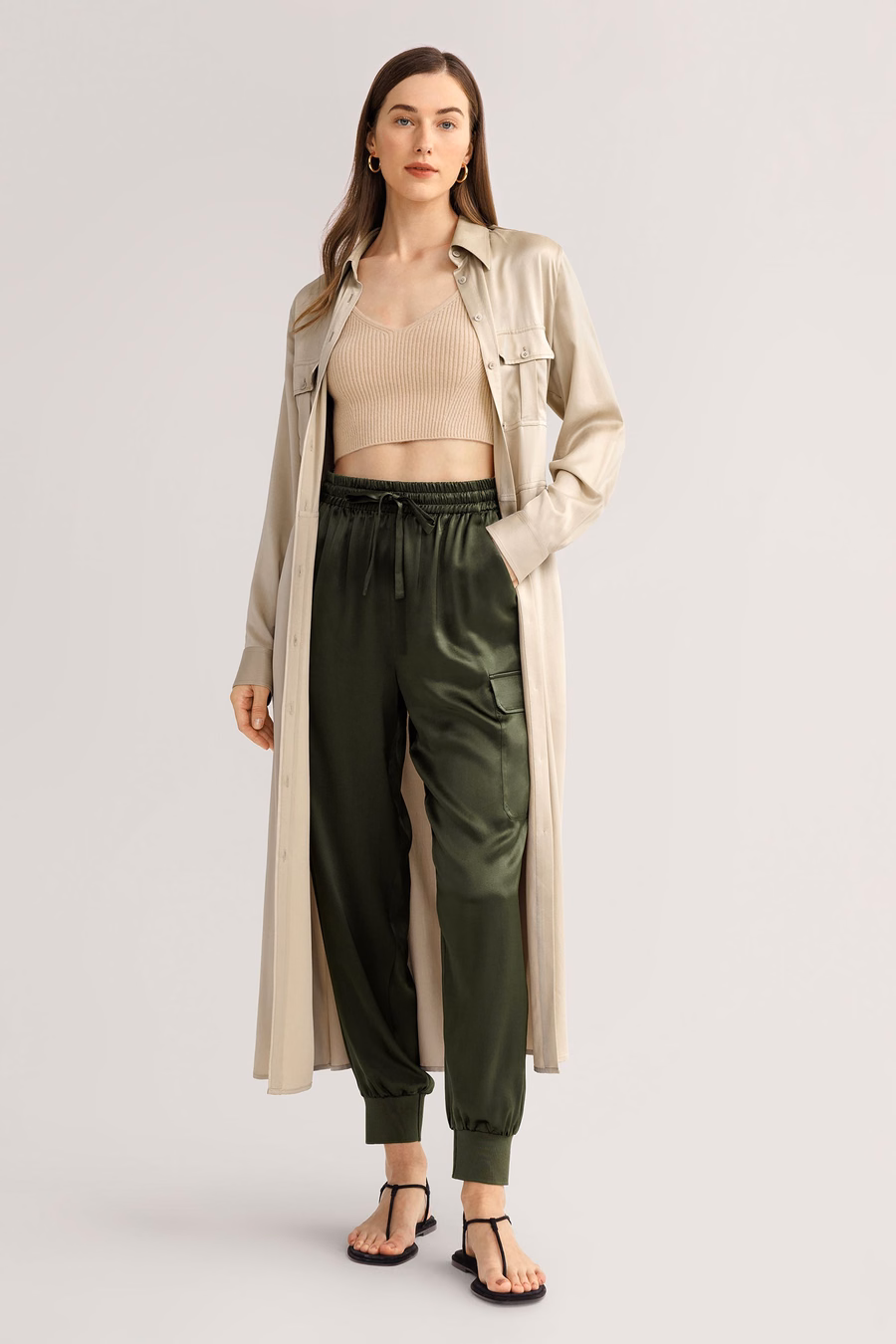 Sand-washed Pocket Trench Dress