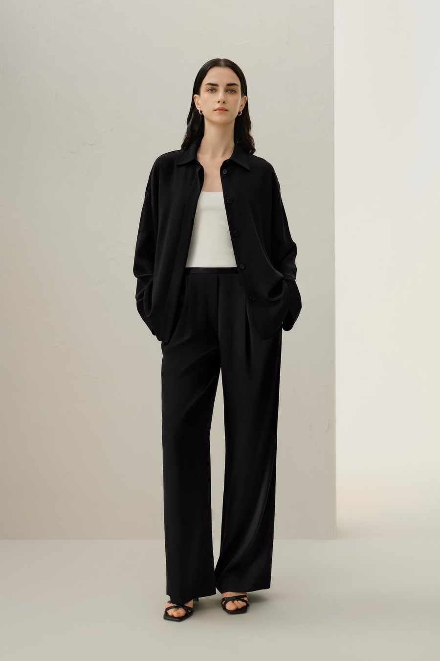 Double-Faced Silk Charmeuse Pants