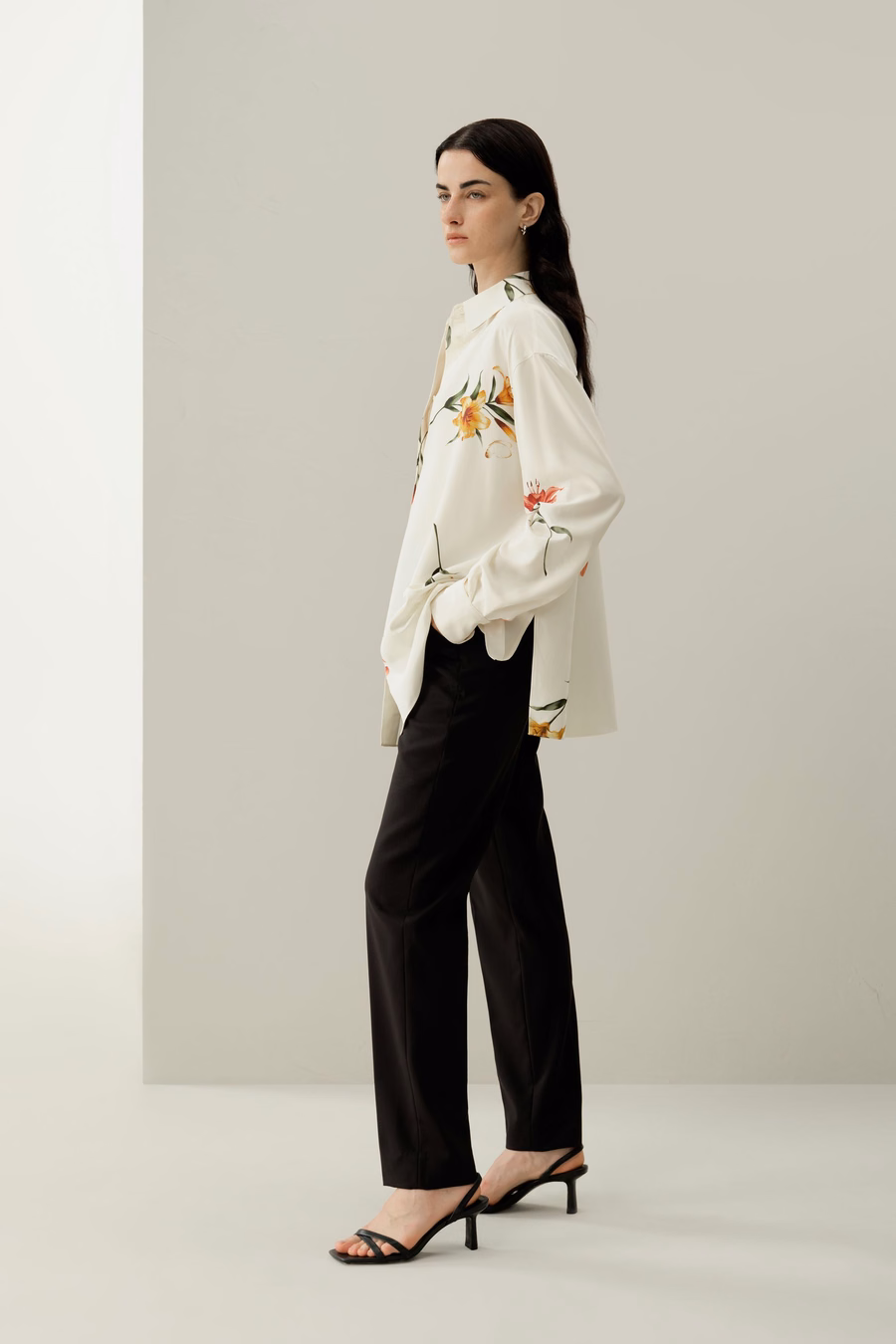 Lily Druck Seiden Oversize Hemd