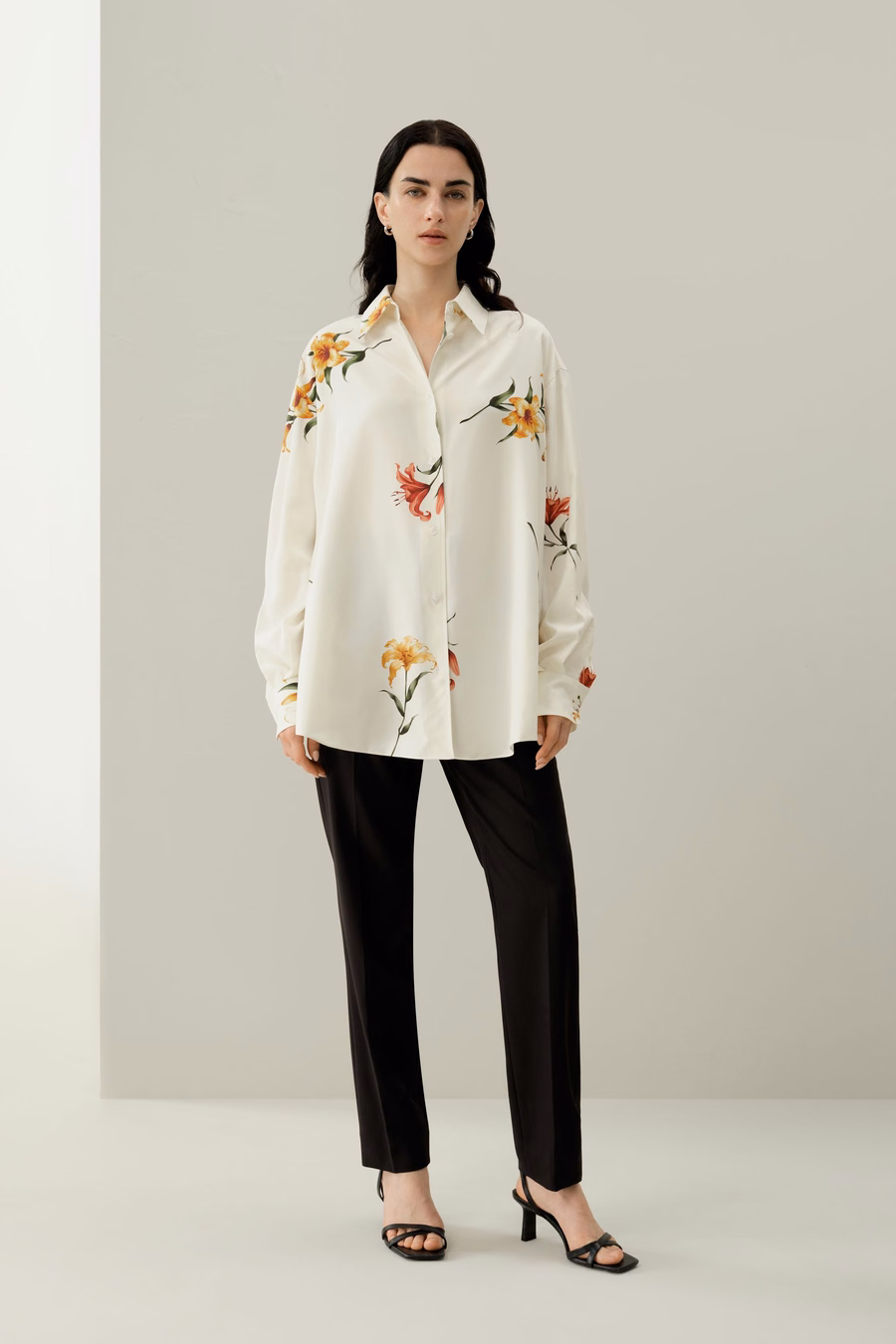 Lily Druck Seiden Oversize Hemd
