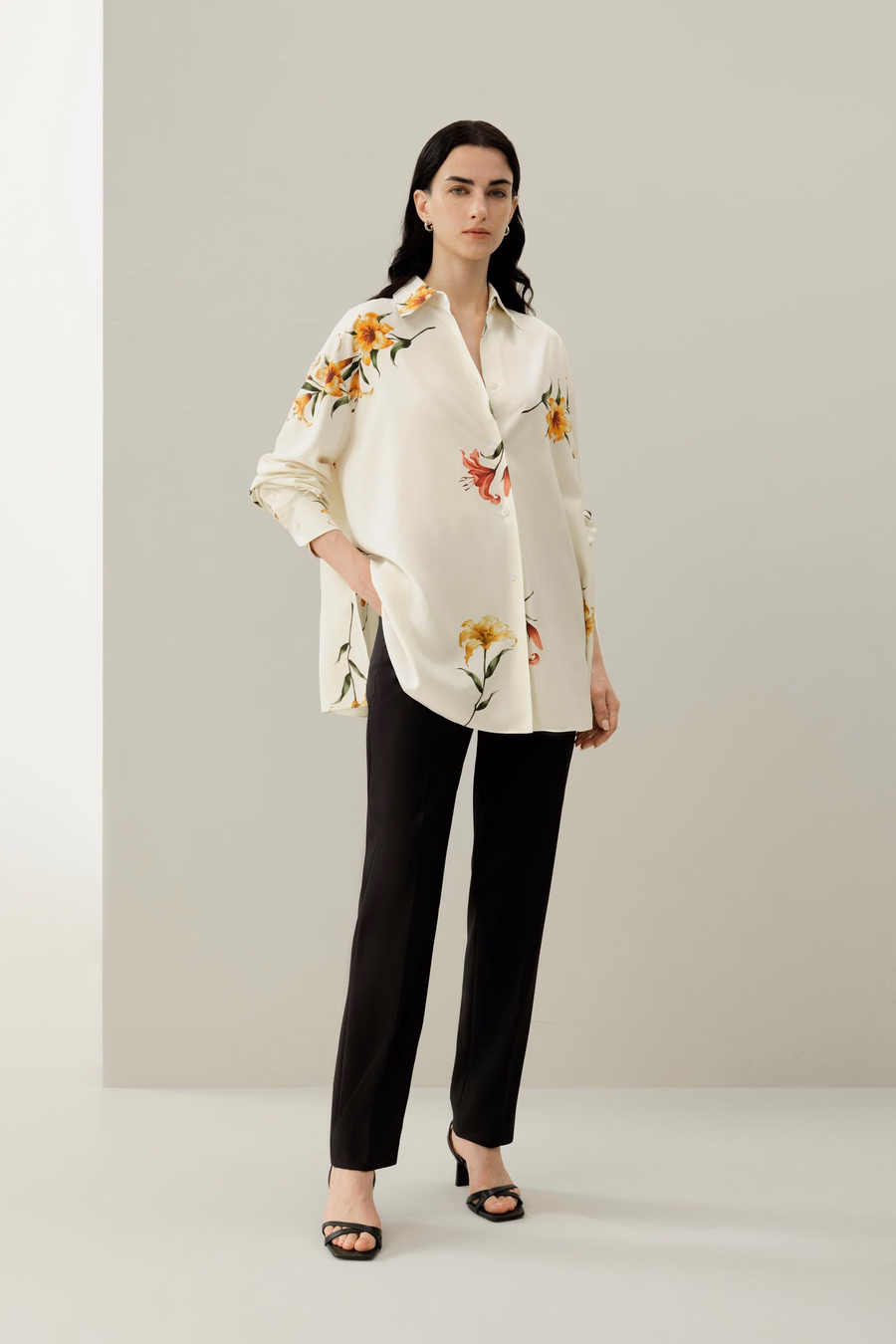 Lily Druck Seiden Oversize Hemd