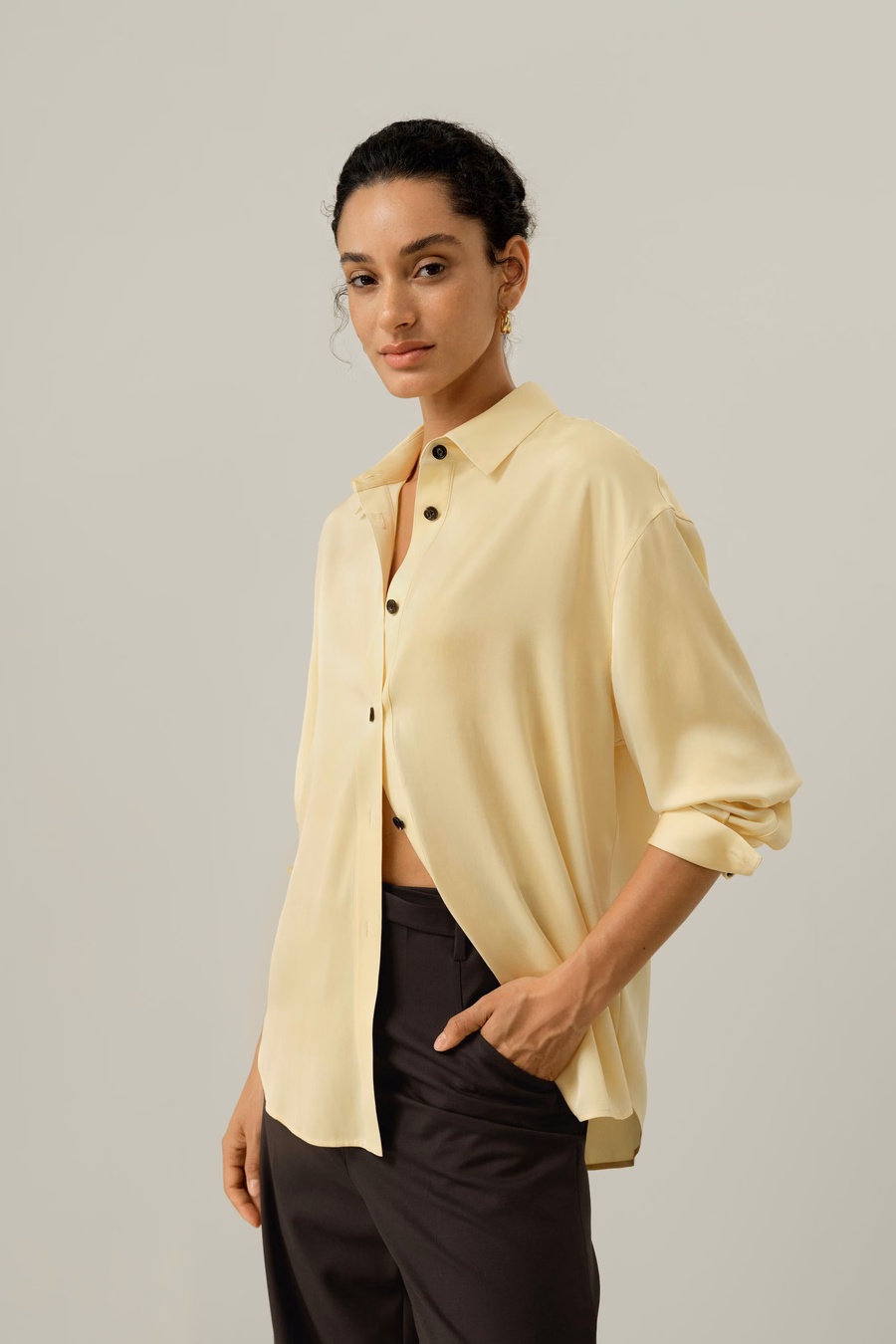 Stretch Doppel-Georgette Oversized Hemd