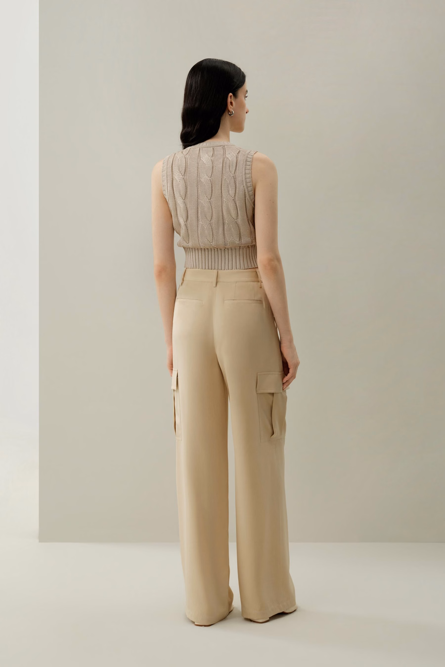 Cable Knit Tussah Silk Cropped Top